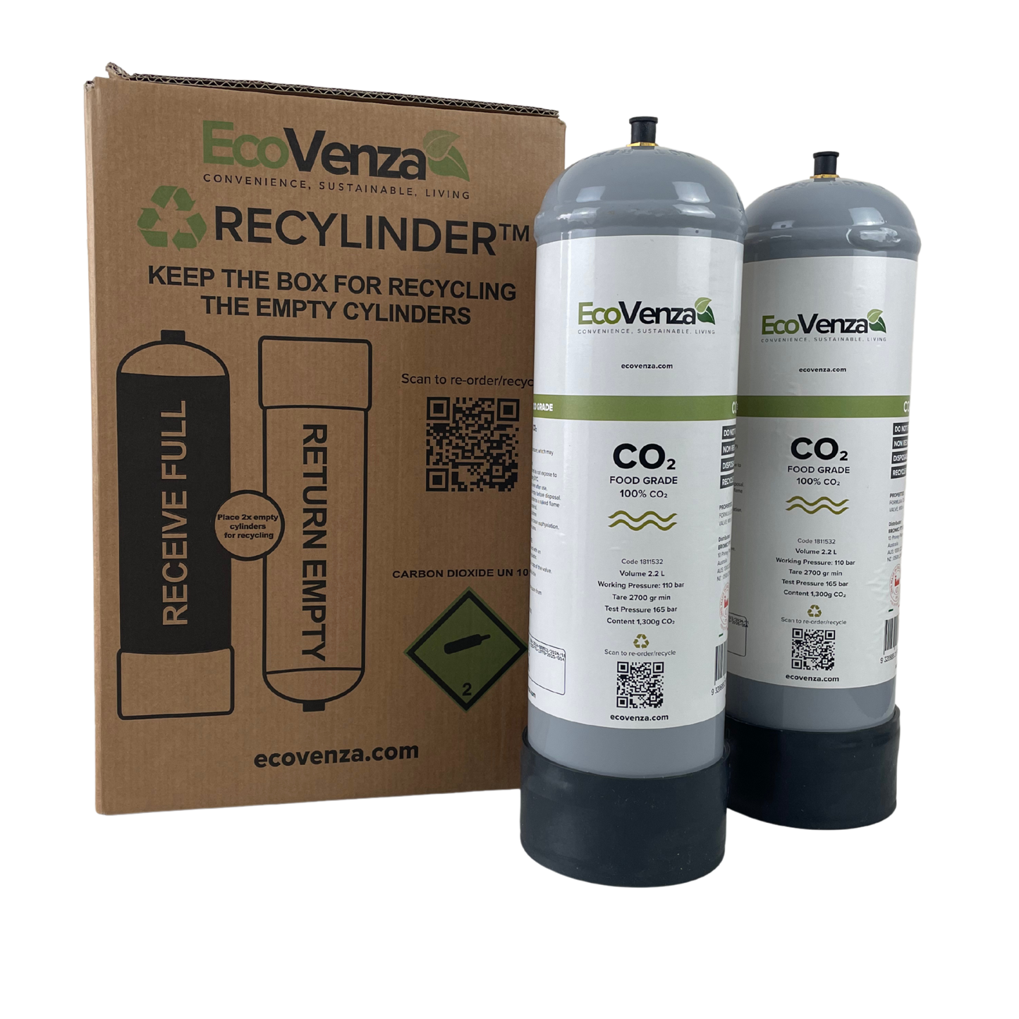 6 x CO₂ Cylinder Replacement 2.2L for Zip™ 91295, Billi™ (996911 / 996912) FREE Freight & Pickup for Recycling