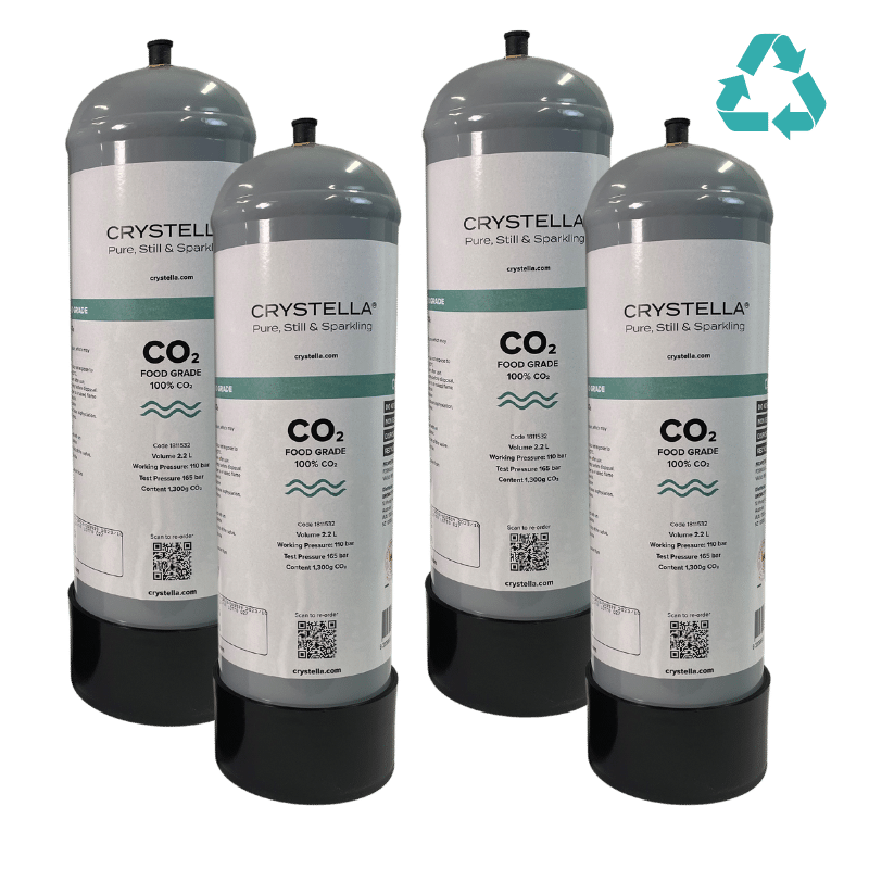 4 x Crystella CO₂ Cylinder 2.2L Compatible With Zip™ 91295, Billi™ (99611 / 996912) FREE Freight & Recycling