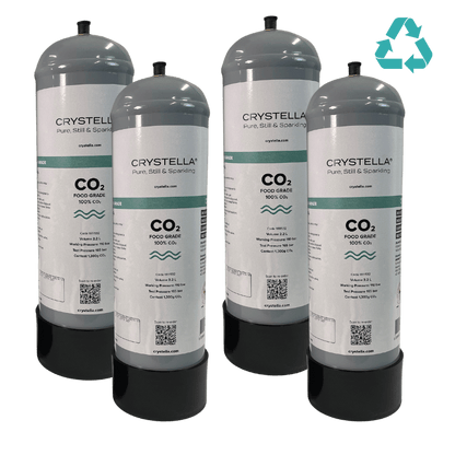 4 x Crystella CO₂ Cylinder 2.2L Compatible With Zip™ 91295, Billi™ (99611 / 996912) FREE Freight & Recycling