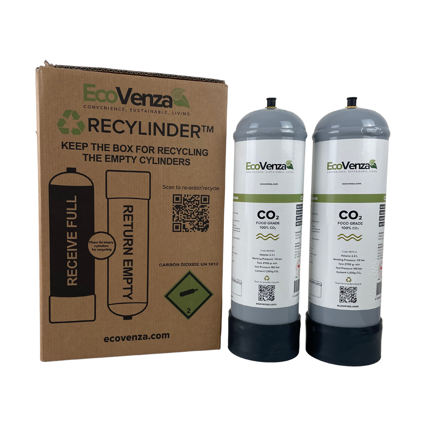 2 x Compatible Billi™ CO₂ Cylinder Replacements 2.2L + FREE Freight & Pickup for Recycling