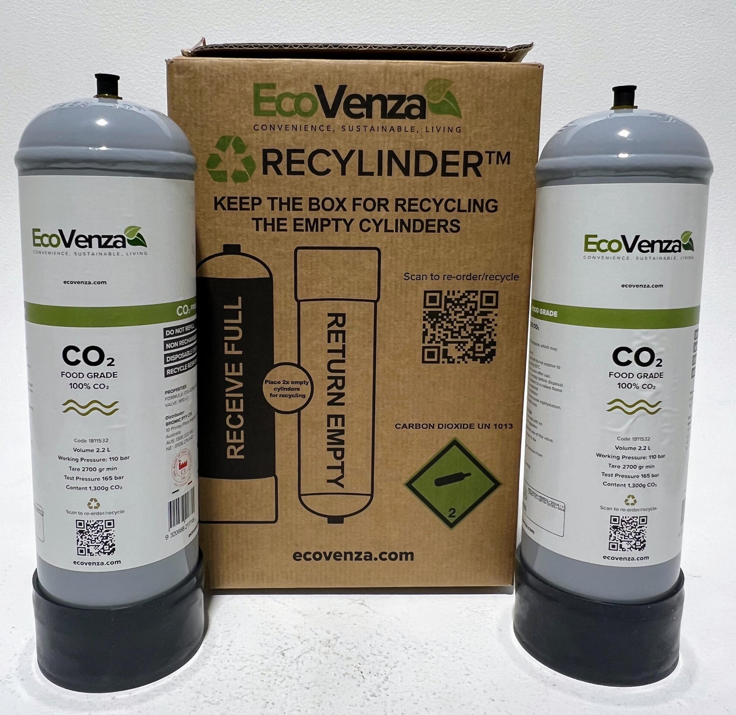 2 x Compatible Zip™ 91295 CO₂ 2.2L Cylinder Replacements + FREE Freight &  Pickup for Recycling